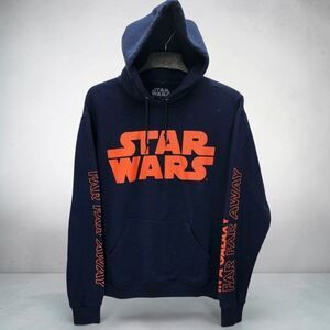 Star Wars Hooded Sweatshirt Mens Medium Blue Red Long Sleeves Logo